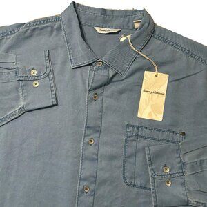 Tommy Bahama Men's Big & Tall 4XB Mambo Blue Tahitian Twill Long Sleeve Shirt